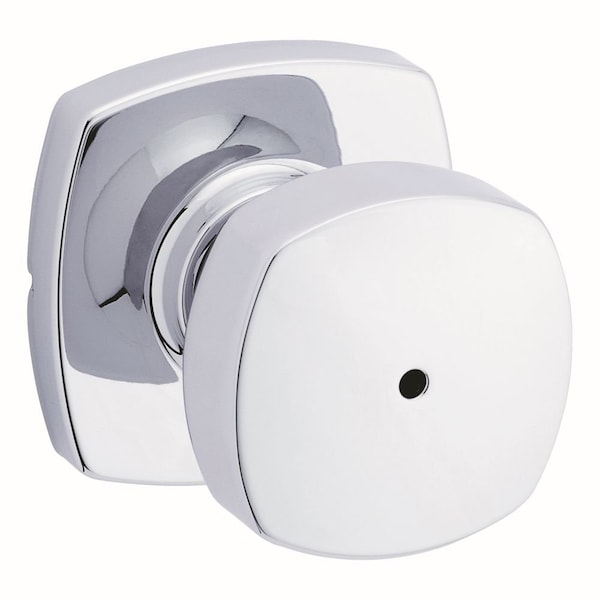 Arroyo Knob with Midtown Rose Privacy Door Lock with 6AL Latch and RCS Strike Bright Chrome Finish